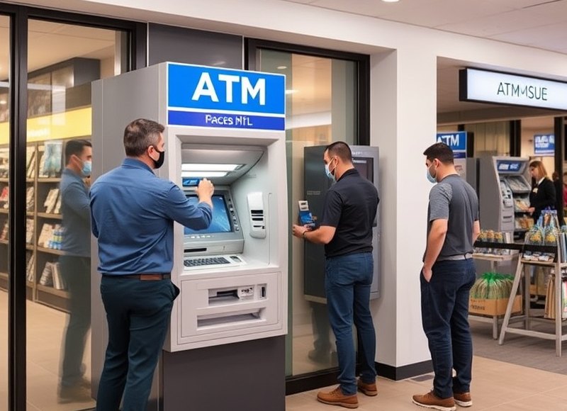 ATM in service at a bank branch