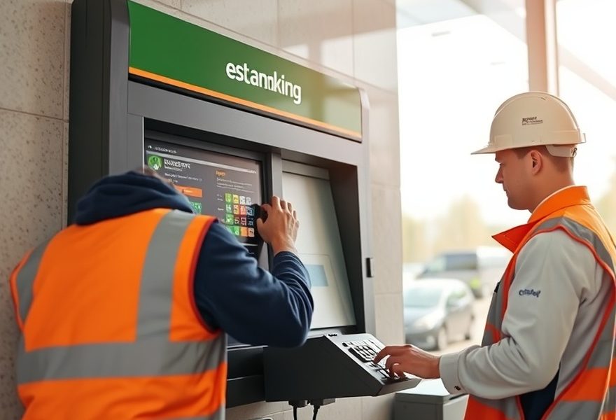 ATM in service at a bank branch