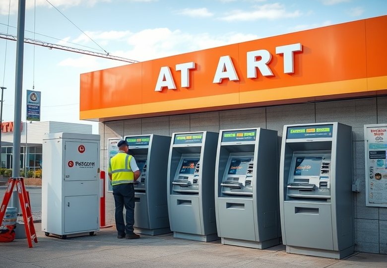 Technician carrying out maintenance on an ATM